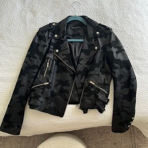 Black camouflage leather jacket